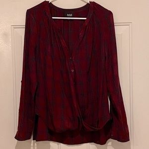 Burgundy plaid blouse